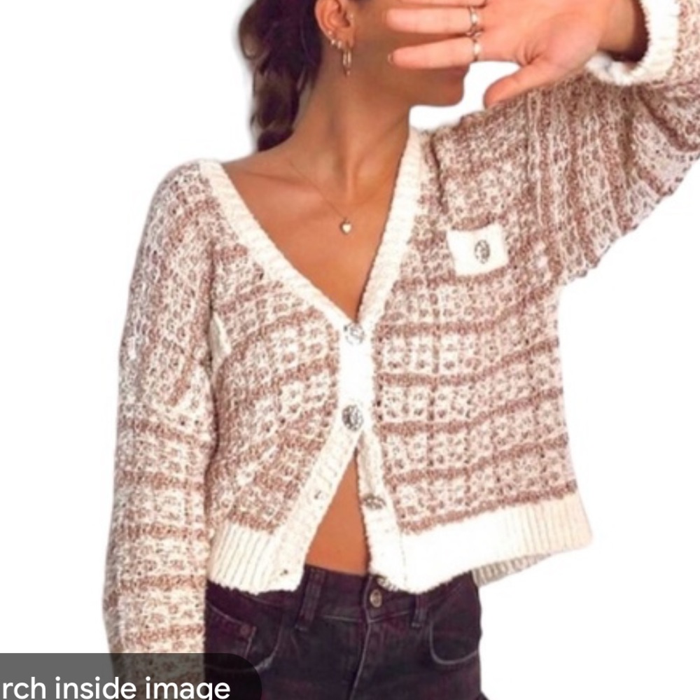 Zara pink and cream sparkly cardigan